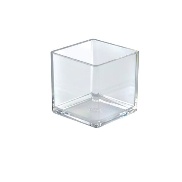 4" Deluxe Clear Acrylic Cube Bin, PK4